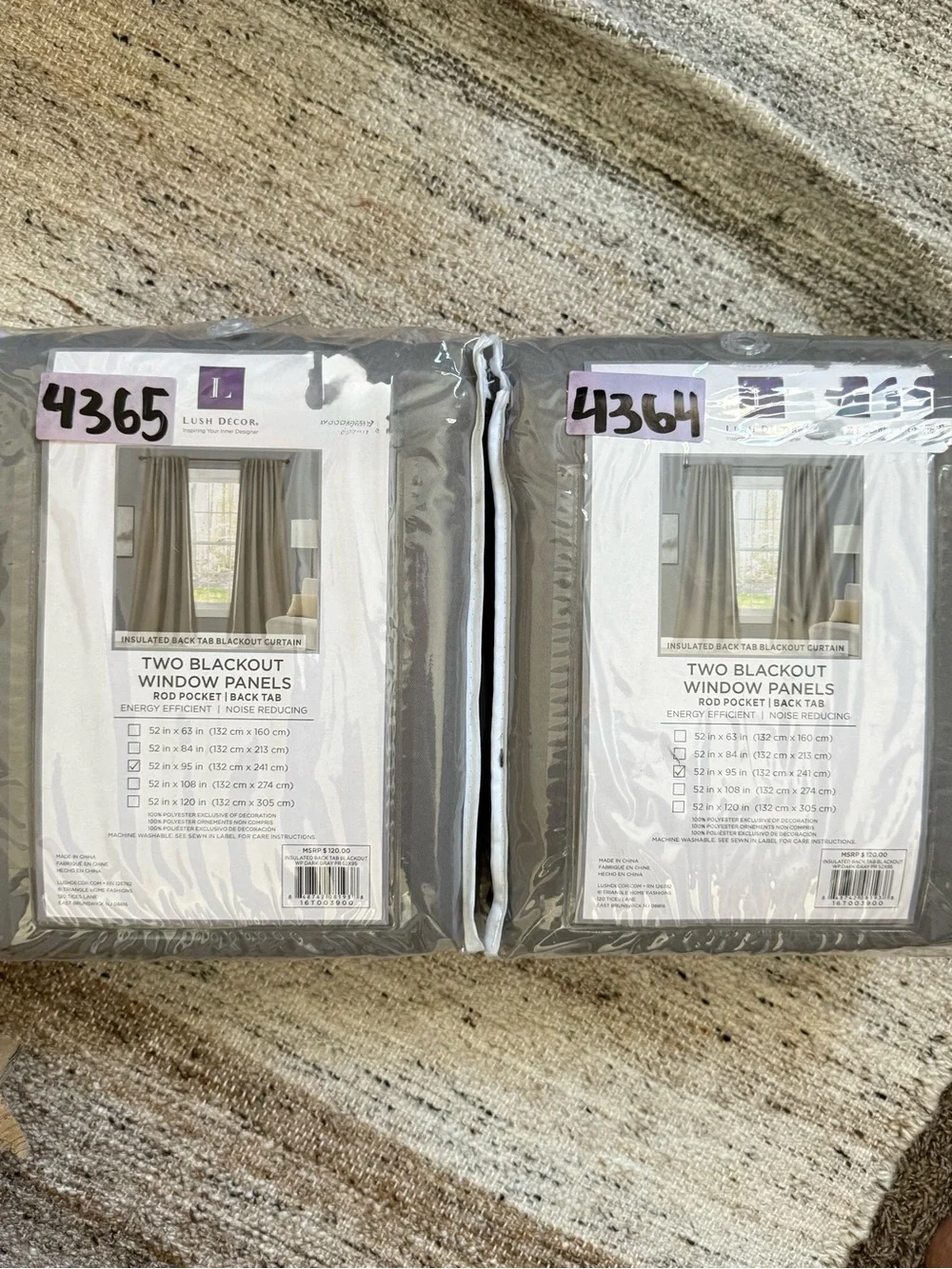 Dark Gray Blackout Set of 2 Curtain Panels - Neutral Window Drapery